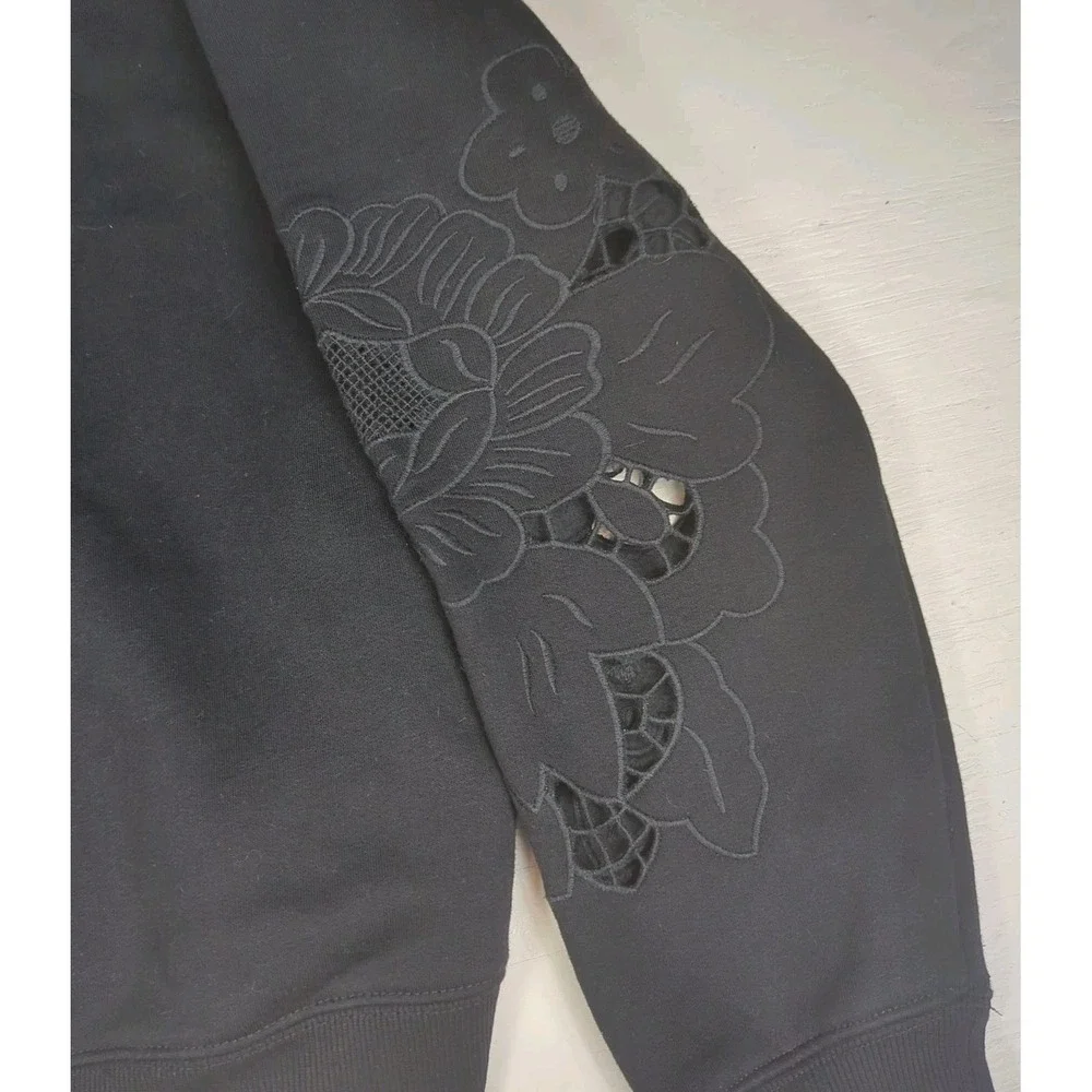 Bailey 44 Pullover‎ Sweater With Cut Out Flower Sleeves Unique Eyelet Large